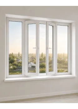 Металлопластиковое окно Veka Softline четырехстворчатое с двумя поворотно-откидными створками 2600x1200 мм