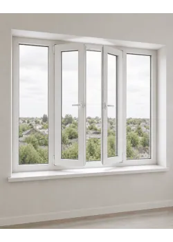 Металлопластиковое окно Veka Softline четырехстворчатое с двумя поворотно-откидными створками 3000x1000 мм