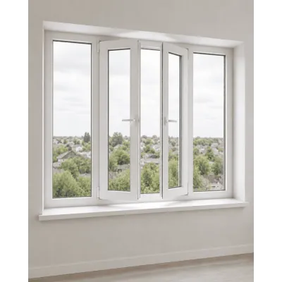 Металлопластиковое окно VEKA Softline четырехстворчатое с двумя поворотно-откидными створками 3100x1100 мм-0