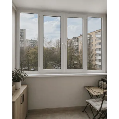 Металопластикове вікно Steko IDEAL2000 чотиристулкове з двома поворотно-відкидними стулками 3100x700 мм-1