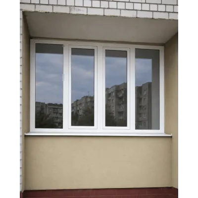 Металлопластиковое окно REHAU Synego четырехстворчатое с двумя поворотно-откидными створками 3100x1000 мм-2