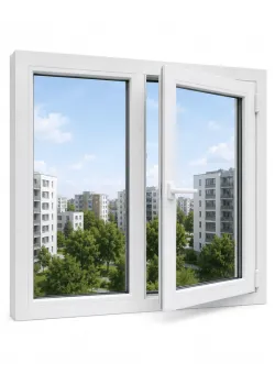 Металлопластиковое окно Aluplast Ideal 7000 MD двустворчатое с поворотно-откидной створкой 1200 x 1400 мм