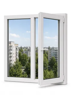 Металлопластиковое окно Glasso 85 двустворчатое с поворотно-откидной створкой 1200 x 1400 мм