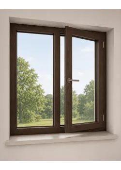 Металлопластиковое окно Veka Softline 2-створчатое с 1 поворотно-откидной створкой ламинированное 1300×1400 мм