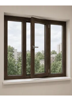 Металлопластиковое окно Veka Softline 3-створчатое с 1 поворотно-откидной створкой ламинированное 1900×1400 мм