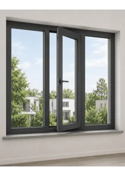 Металлопластиковое окно REHAU Euro 70 3-створчатое с 1 поворотно-откидной створкой ламинированное 2100×1400 мм