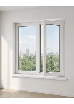 Металлопластиковое окно Aluplast Ideal 2000 двустворчатое с поворотно-откидной створкой 1200 x 1400 мм