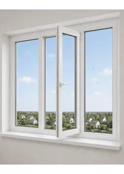 Металлопластиковое окно Rehau Synego трёхстворчатое с поворотно-откидной створкой 2200x1600 мм