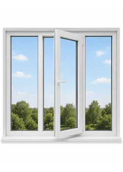 Металлопластиковое окно Veka Softline трёхстворчатое с поворотно-откидной створкой 2600x1300 мм