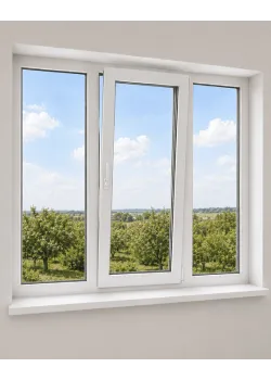 Металлопластиковое окно Veka Softline трёхстворчатое с поворотно-откидной створкой 2200x1100 мм