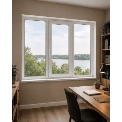 Металопластикове вікно Rehau Euro 70 тристулкове з поворотно-відкидною стулкою 2400x800 мм-1