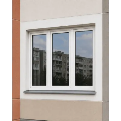Металлопластиковое окно Kommerling 70ST plus трёхстворчатое с поворотно-откидной створкой 2400x1500 мм-2