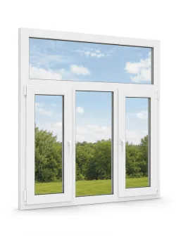 Металлопластиковое окно VEKA Softline 82 трёхстворчатое с фрамугой 2250 x 2100 мм