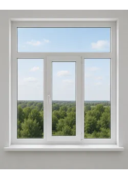 Металлопластиковое окно VEKA Softline трёхстворчатое с фрамугой 2250 x 2100 мм