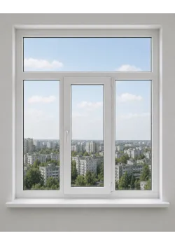 Металлопластиковое окно WDS 6S трёхстворчатое с фрамугой 2200 x 2100 мм