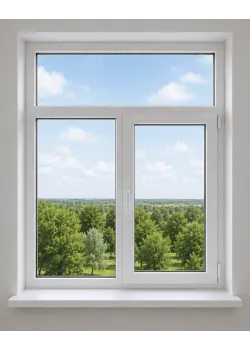 Металлопластиковое окно Steko IDEAL2000 двухстворчатое с фрамугой 1300 x 1850 мм