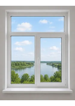 Металлопластиковое окно Steko IDEAL2000 двухстворчатое с фрамугой 1500 x 1850 мм
