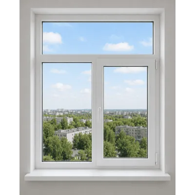 Металлопластиковое окно VEKA Softline двухстворчатое с фрамугой 1500 x 1700 мм-0
