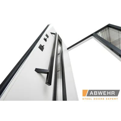 Входные Нестандартные двери с терморазрывом Ufo Black (RAL 7016 + Белый), 1600-1800*2200, комплектация FRAME Abwehr-3