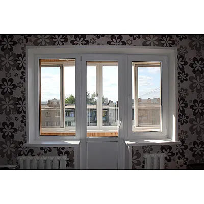 Балконный блок Veka Softline 82 с двумя окнами и поворотно-откидной дверью 2300 x 2100 мм-3