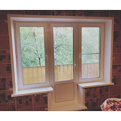 Балконный блок Veka Softline 82 с двумя окнами и поворотно-откидной дверью 2300 x 2100 мм-4