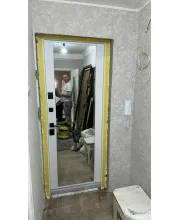 Вхідні Двері Термоультра (квадро) Securemme 546/607 Роксі антрацит/Біла шагрень дзеркало Булат