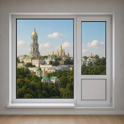 Балконный блок Decco V70 с глухим панорамным окном в пол 2100 x 2000 мм-0