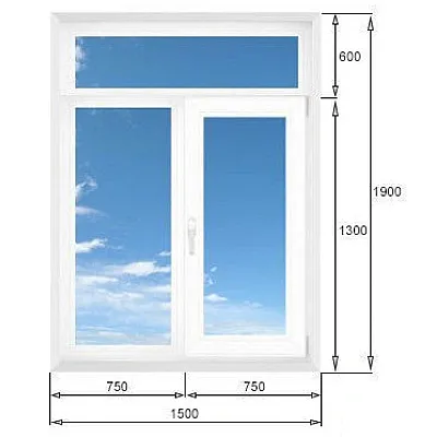 Металопластикове вікно VEKA Softline двостулкове з фрамугою 1500 x 1900 мм-0