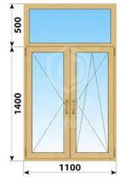 Металлопластиковое окно WDS 6S двухстворчатое с фрамугой 1100 x 1900 мм