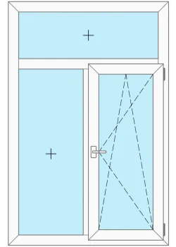 Металлопластиковое окно WDS 6S двухстворчатое с фрамугой 1300 x 1850 мм