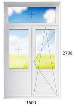 Балконный блок Steko IDEAL2000 с фрамугой 1500 x 2700 мм