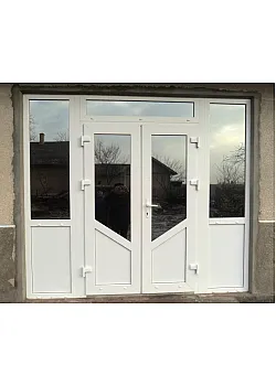 Металопластикові вхідні двері VEKA Softline 82 з фрамугою 3000 x 2500