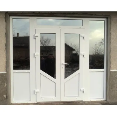 Металопластикові вхідні двері VEKA Softline 82 з фрамугою 3000 x 2500-0