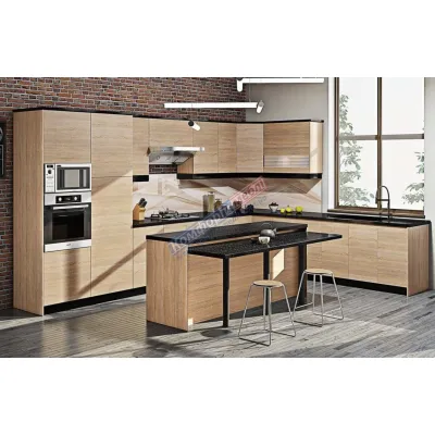 Модульна кухня Комфорт Еко 4.05 х 3.05м пряма з кухонним островом Дуб натуральний-0