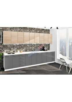 Модульна кухня Комфорт Еко 3.6 м прямя Графіт, Дуб натуральний
