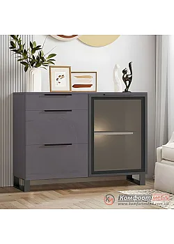 Комод со стеклом Комфорт Flex 1.2 м ДСП фасад Графитовый в гостиную