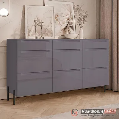 Комод на ножках Комфорт Флекс 1.5 м из крашеного МДФ Графит в коридор-0