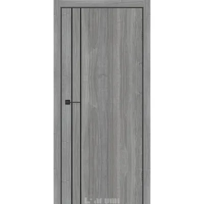 Міжкімнатні Двері Darumi Doors Plato Line PTL-05 горіх грей рівер молдинг і торці алюміній чорний Ламінатин-0