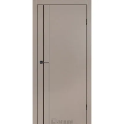 Межкомнатные Двери Darumi Doors Plato Line PTL-05 серый краст молдинг и торцы алюминий черный Ламинатин-0