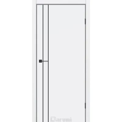 Міжкімнатні Двері Darumi Doors Plato Line PTL-05 білий мат молдинг і торці алюміній чорний Ламінатин-0