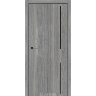 Межкомнатные Двери Darumi Doors Plato Line PTL-06 орех грей ривер молдинг и торцы алюминий черный Ламинатин-0