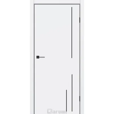 Межкомнатные Двери Darumi Doors Plato Line PTL-06 белый мат молдинг и торцы алюминий черный Ламинатин-0