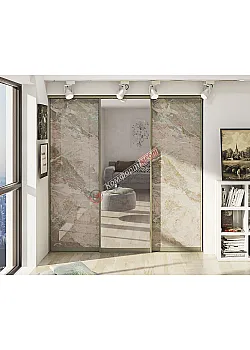 Встроенная раздвижная система 2,2м трехдверная "Стекло фотопечать" с зеркалом