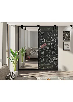 Встроенная раздвижная система 2м двухдверная "Стекло фотопечать" с зеркалом