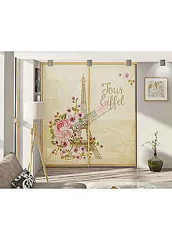 Встроенная раздвижная система 2м двухдверная "Стекло фотопечать" с зеркалом