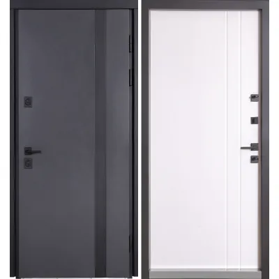 Входные Двери Коттедж 710/265 Metalic anthracite/Уличная Белый Атласный Булат-0