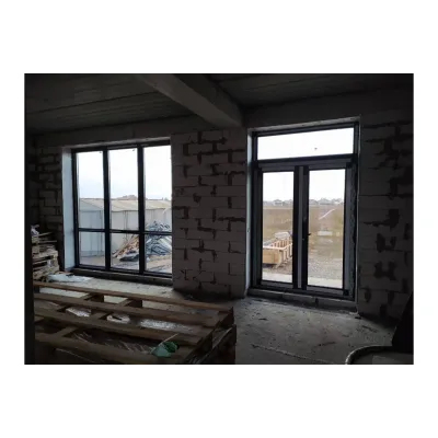 Металлопластиковое окно ламинированное Антрацит WDS 76MD четырехстворчатое с двумя поворотно-откидными створками 2600x1400 мм-1