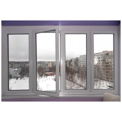 Металлопластиковое окно Kommerling 70ST plus четырехстворчатое с двумя поворотно-откидными створками 2400x1500 мм-2
