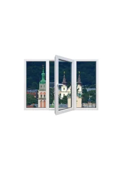 Металлопластиковое окно Steko S700 трёхстворчатое с поворотно-откидной створкой 2700x1100 мм