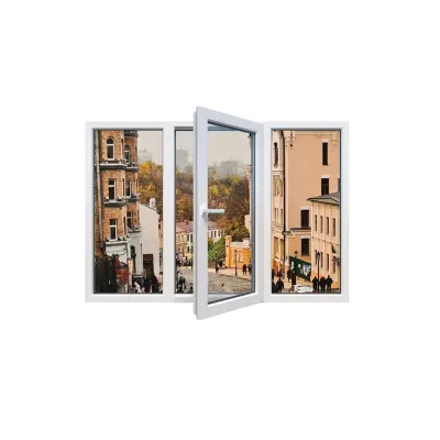 Металлопластиковое окно Viknaroff Fenster 500 трёхстворчатое с поворотно-откидной створкой 2700x1400 мм-0